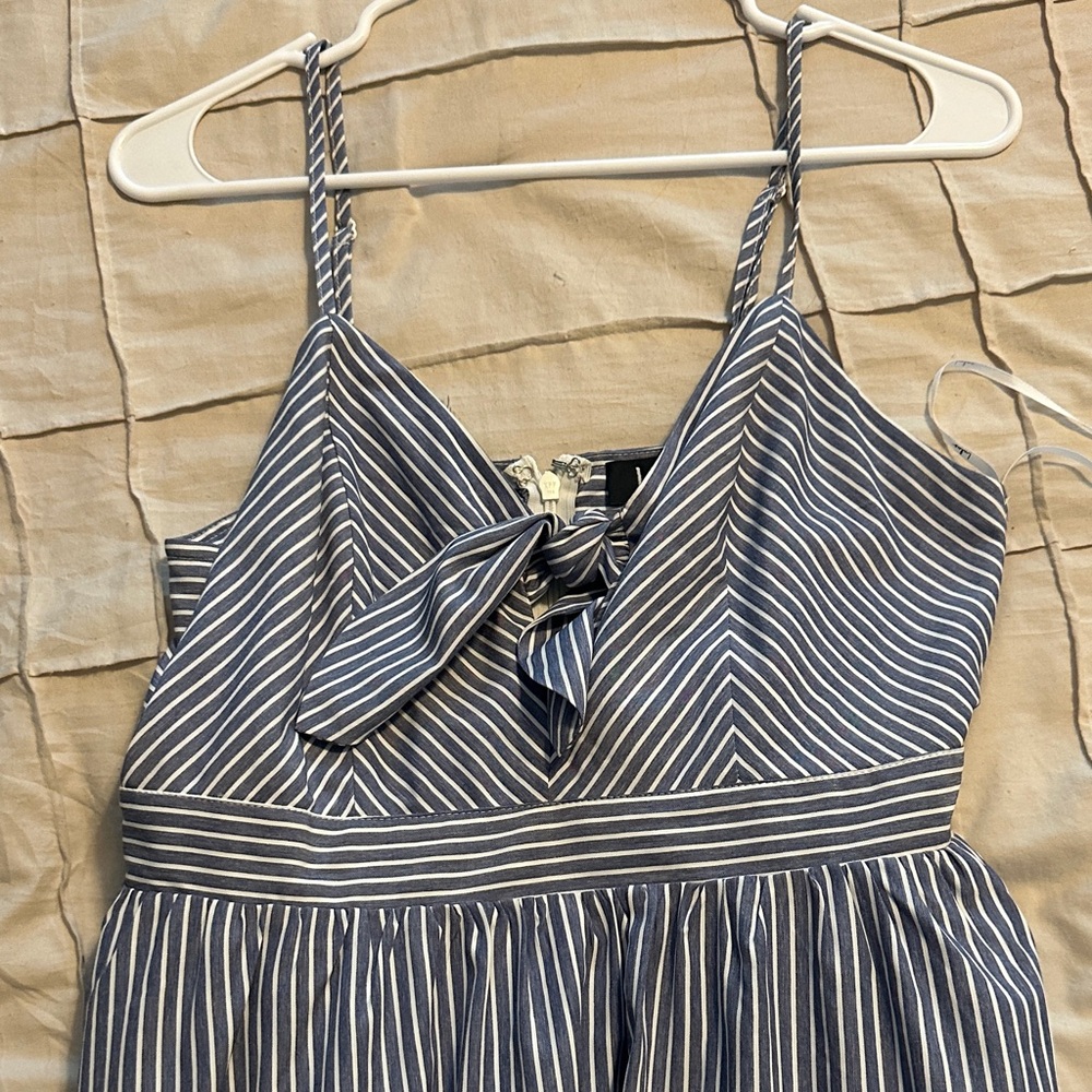 Lulu's Navy and White Striped Midi Dress